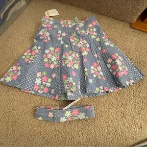 Gymboree Floral Blue Kids Skirt and match headband
